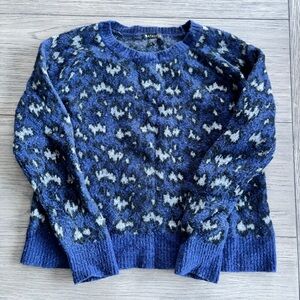 Athleta Blue and Gray Patterned Crew Neck Sweater - women's M